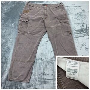 Wrangler Riggs Workwear Double Knee Mens 42x30 Brown Ripstop Cargo Pants